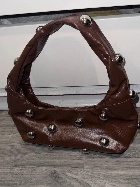 Zara Embellished shoulder bag brown - Picture 3 of 5